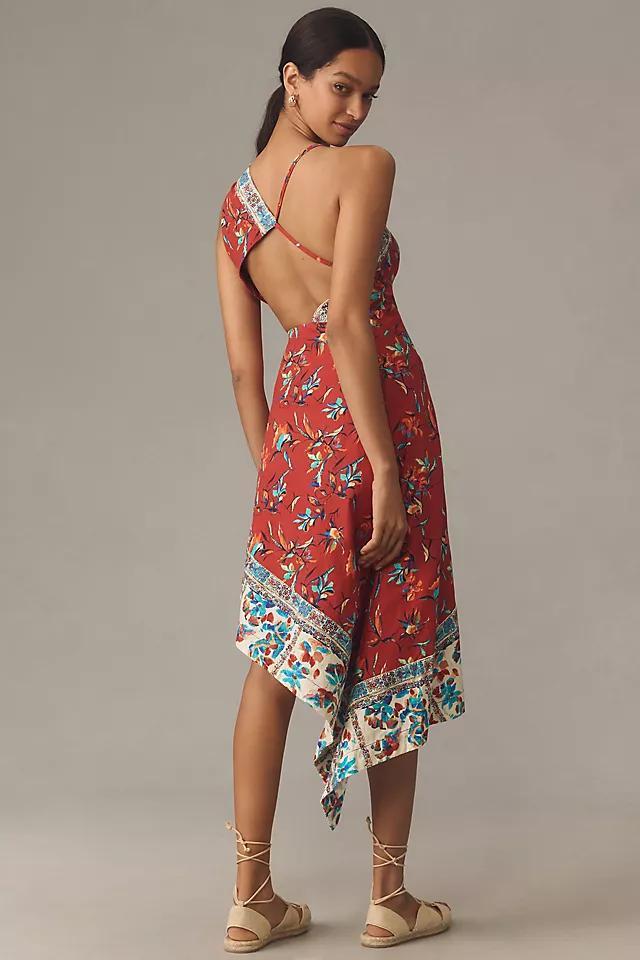 By Anthropologie Sleeveless Asymmetrical Open-Back Linen Midi Dress Product Image