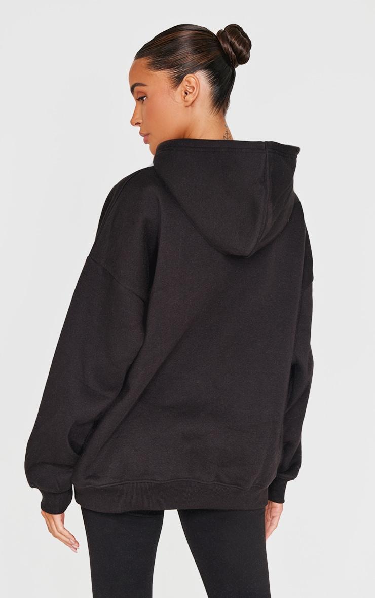 PRETTYLITTLETHING Black Applique Oversized Hoodie Product Image