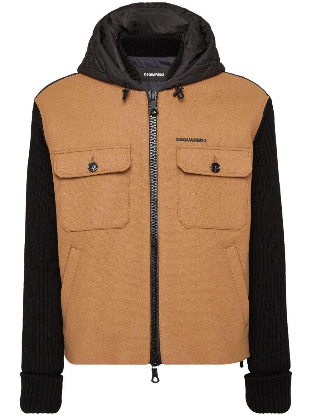 DSQUARED2 Quilted Hooded Jacket In Brown Product Image