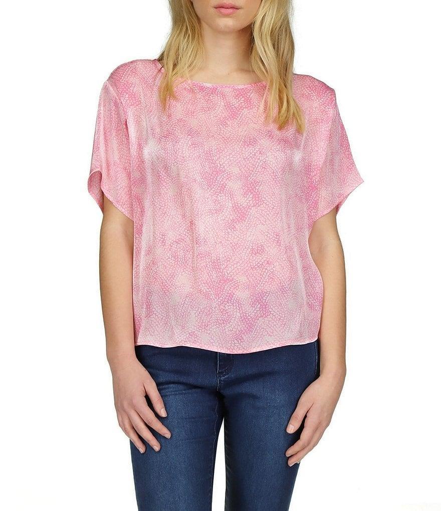 Michael Kors Printed Boat Neck Short Sleeve Top Product Image