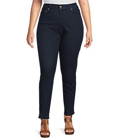 MICHAEL Michael Kors Plus Size High Rise Skinny Leg Denim Jeans Product Image