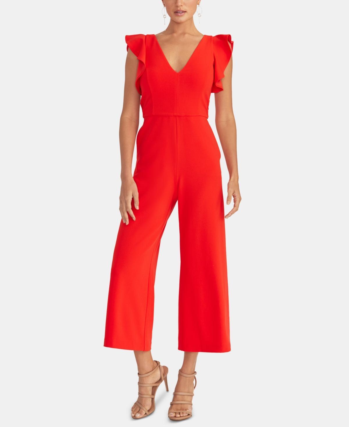 Rachel Roy Women's Ruffled Sleeve Cropped Jumpsuit Red product image