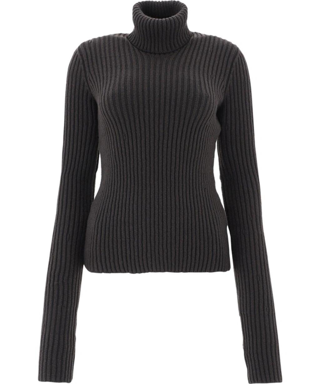 Rib Knit Turtleneck Jumper In Marrone product image