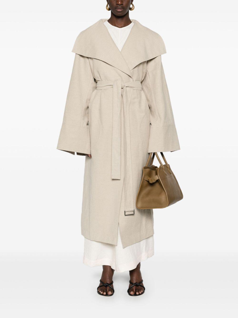 Signature linen-blend midi coat Product Image