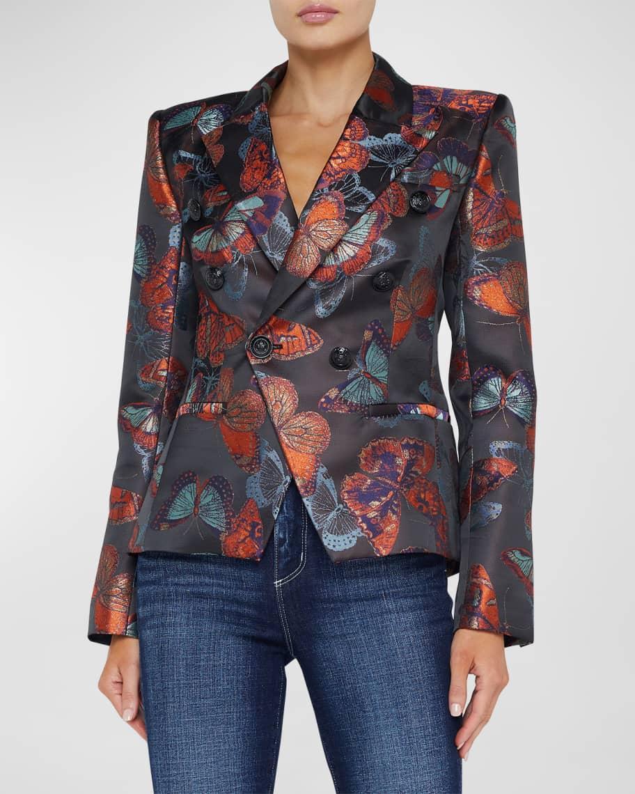 Marie Butterfly Jacquard Double-Breasted Blazer Product Image