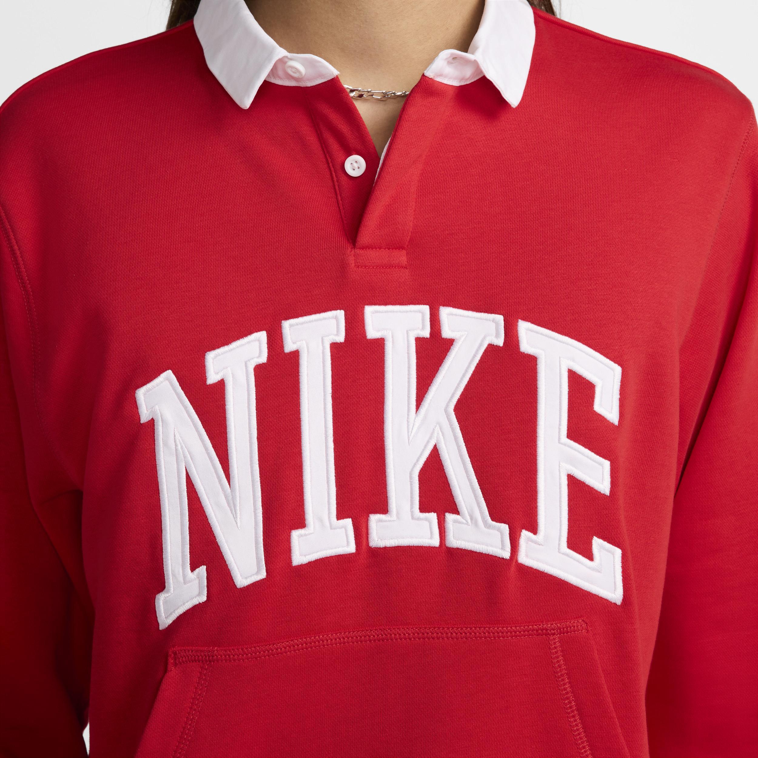 Nike Mens Nike Club French Terry LS Polo - Mens University Red/White Product Image