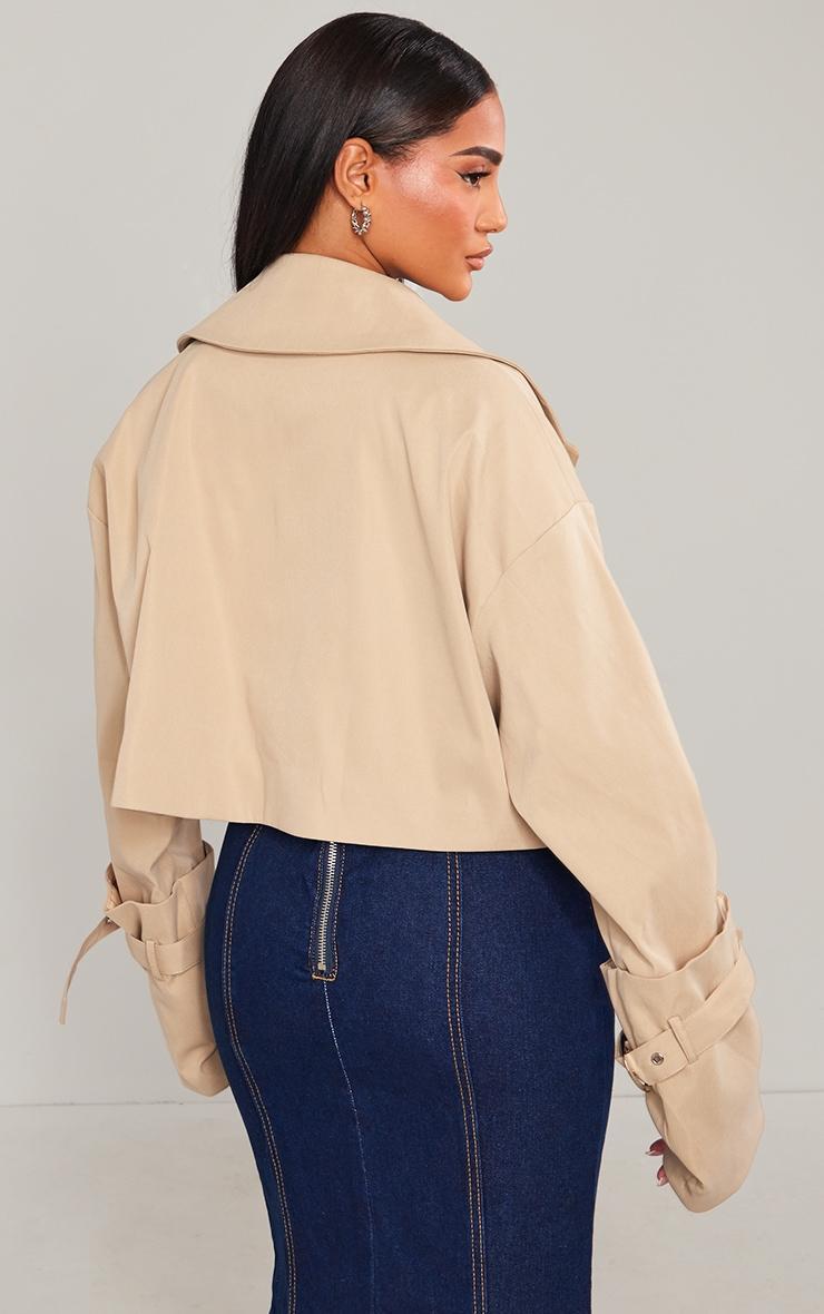 Stone Panelling Detail Crop Trench Coat Product Image