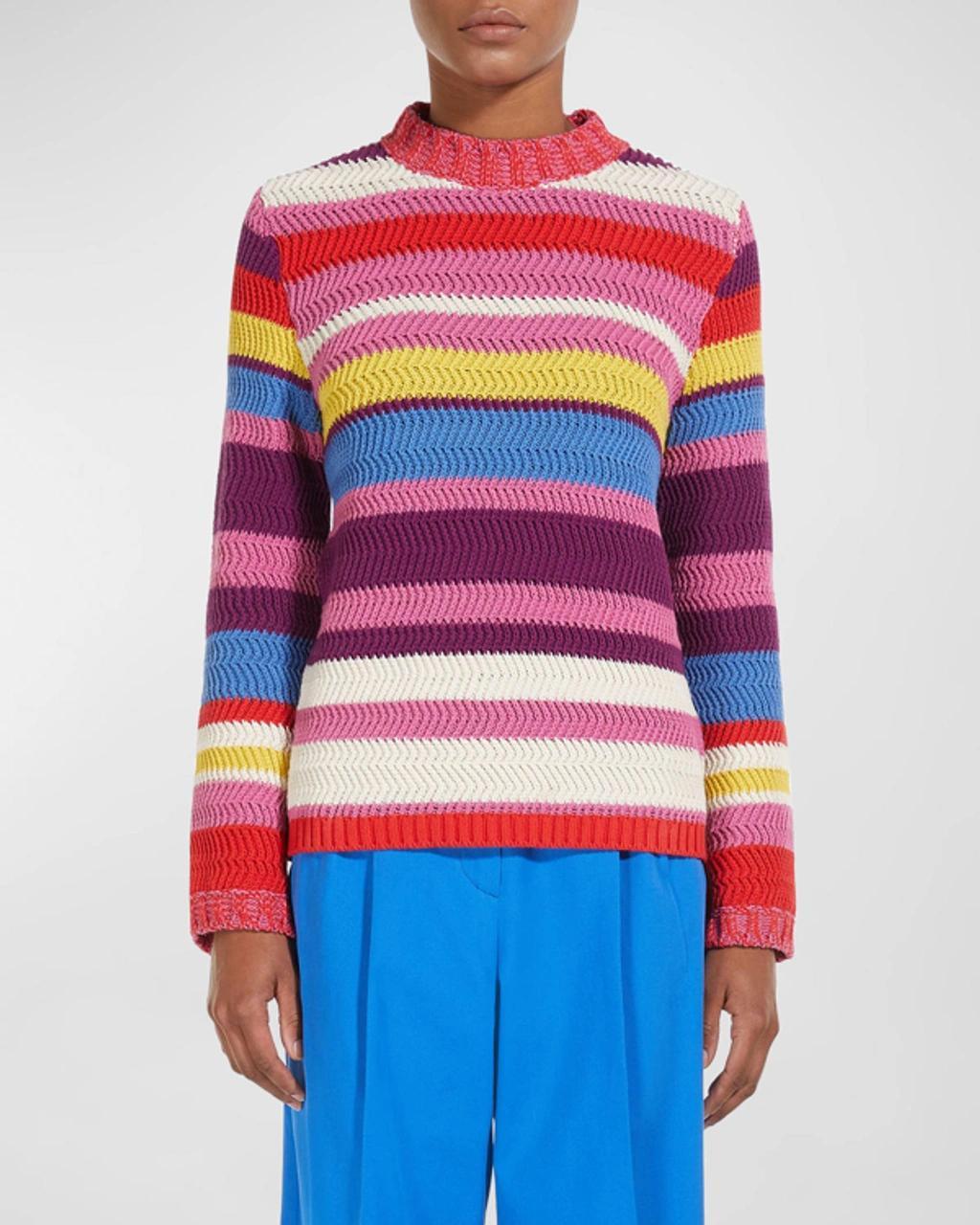 Crewneck Striped Knit Sweater In Multi product image