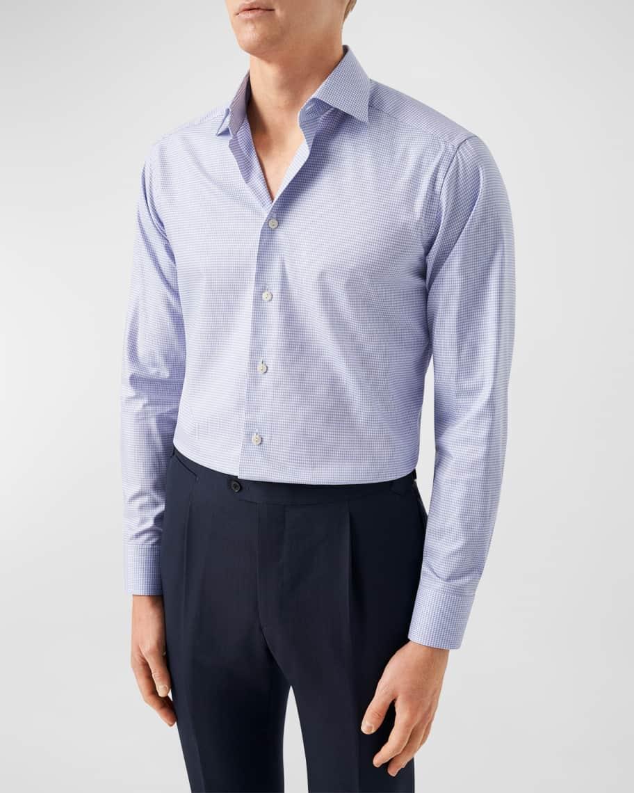 Mens Contemporary-Fit Micro Check Cotton Tencel Shirt Product Image