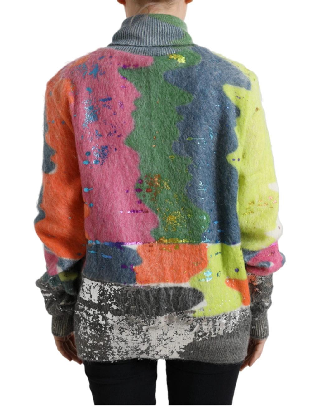 DOLCE & GABBANA Multicolor Mohair Turtleneck Pullover Sweater Product Image