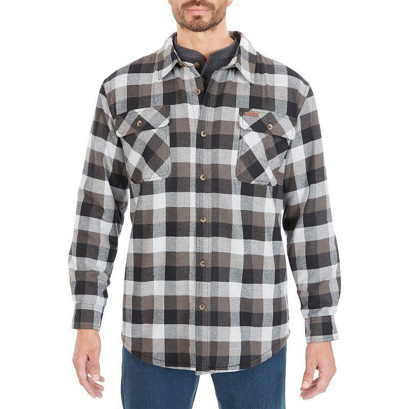 Big & Tall Smiths Workwear Sherpa-Lined Flannel Shirt Jacket, Mens Black Product Image