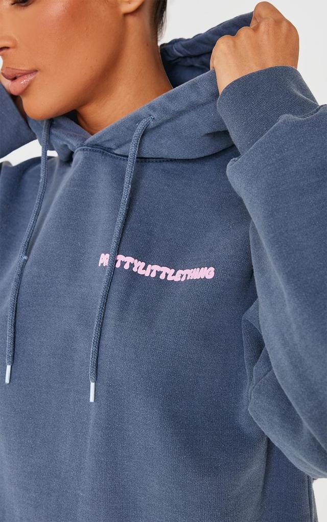 PRETTYLITTLETHING Charcoal Puff Back Print Hoodie Product Image