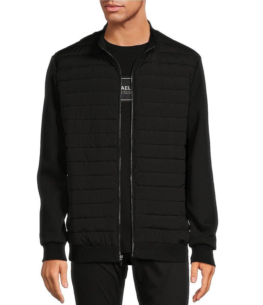 Michael Kors Long Sleeve Mixed-Media Coat Product Image