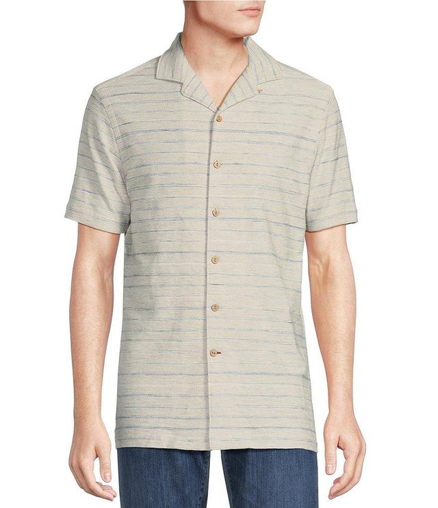 Cremieux Blue Label Camargue Collection Slub French Terry Short Sleeve Coatfront Shirt Product Image