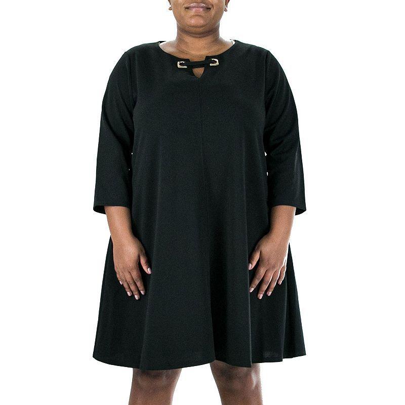 Plus Size Nina Leonard Grommet Notchneck Dress, Womens Product Image