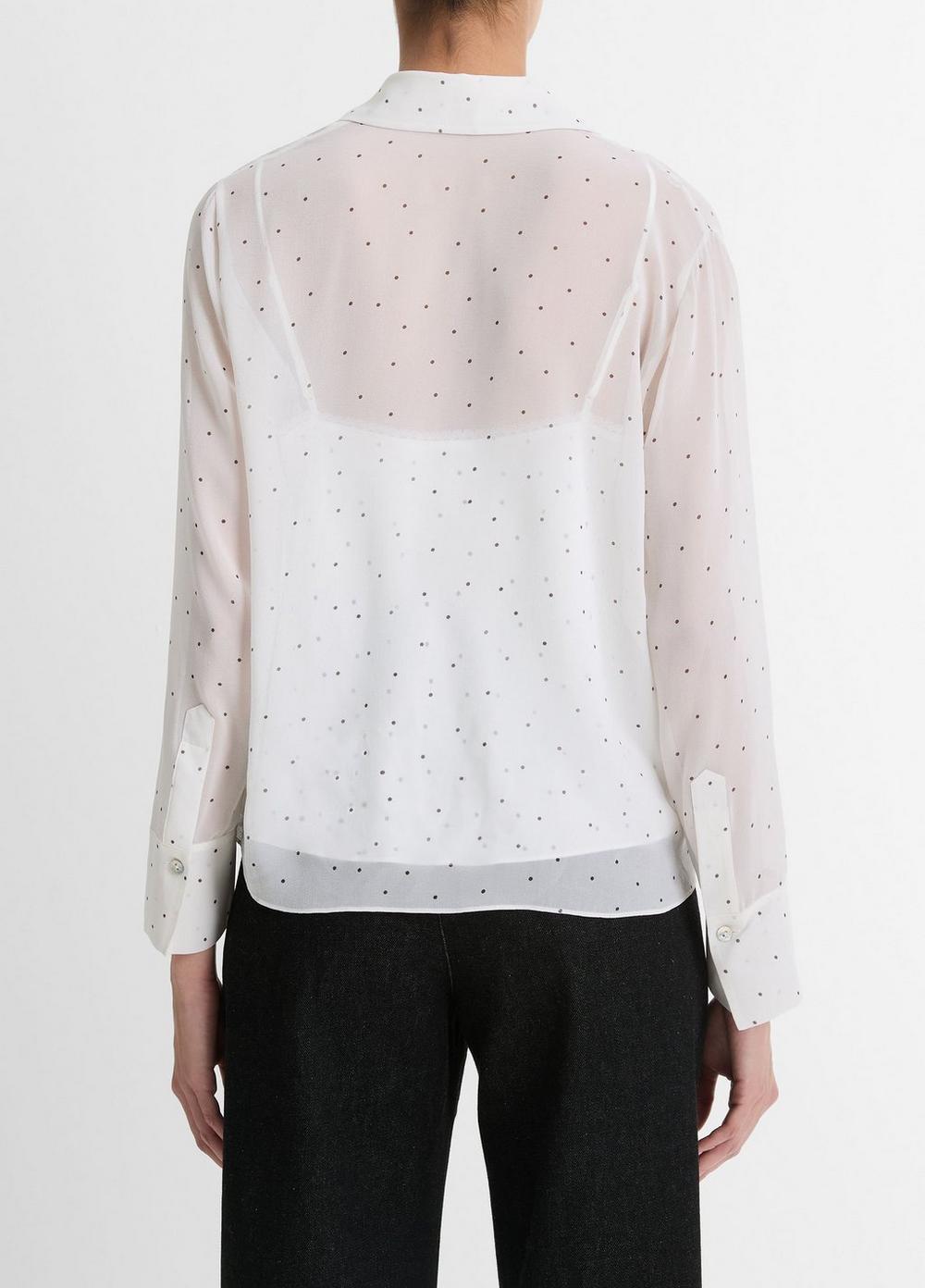 Sheer Dot-Print Silk Lined Blouse Product Image