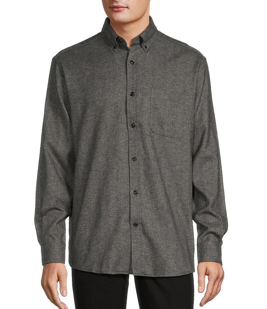 Roundtree & Yorke Long Sleeve Solid Portuguese Flannel Sport Shirt Product Image