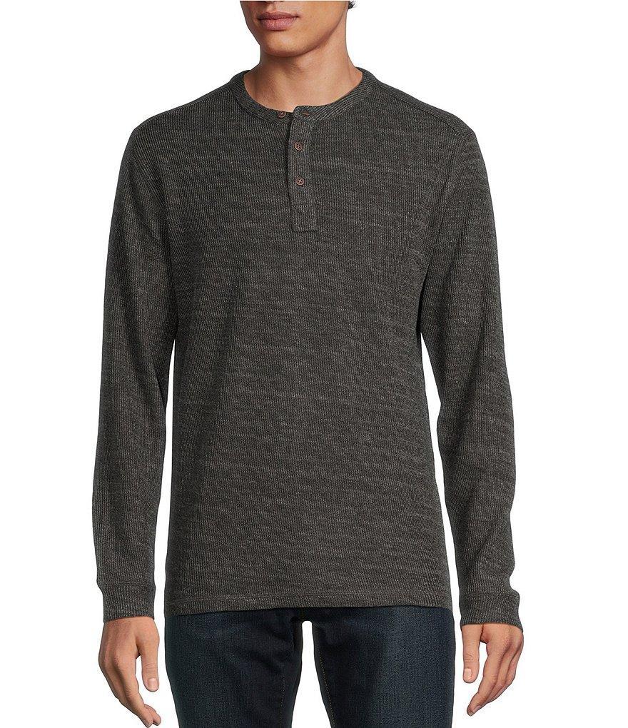 Rowm Long Sleeve Solid Ribbed Henley Pullover Product Image