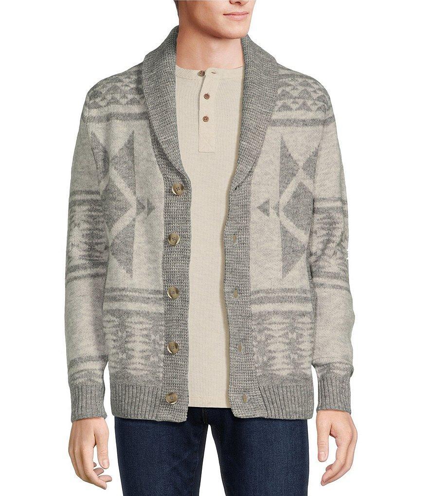 Rowm Long Sleeve Jacquard Cardigan Sweater Product Image