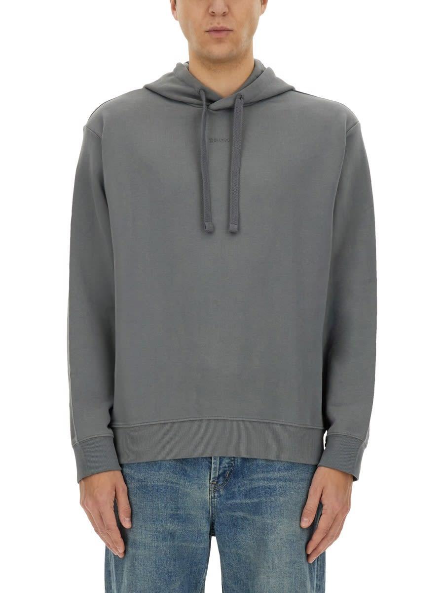 HUGO BOSS Relaxed Fit Hoodie In Grey Product Image