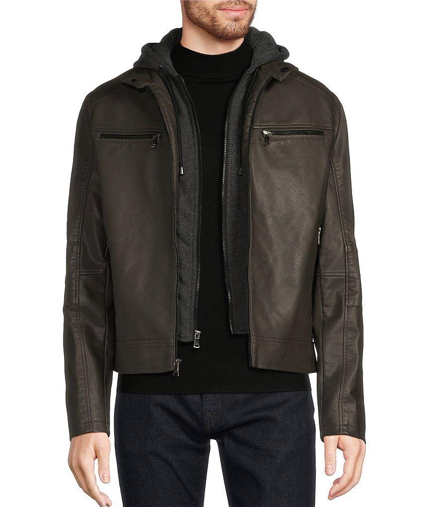 Murano PU Faux Leather Hipster with Knit Hood Jacket Product Image