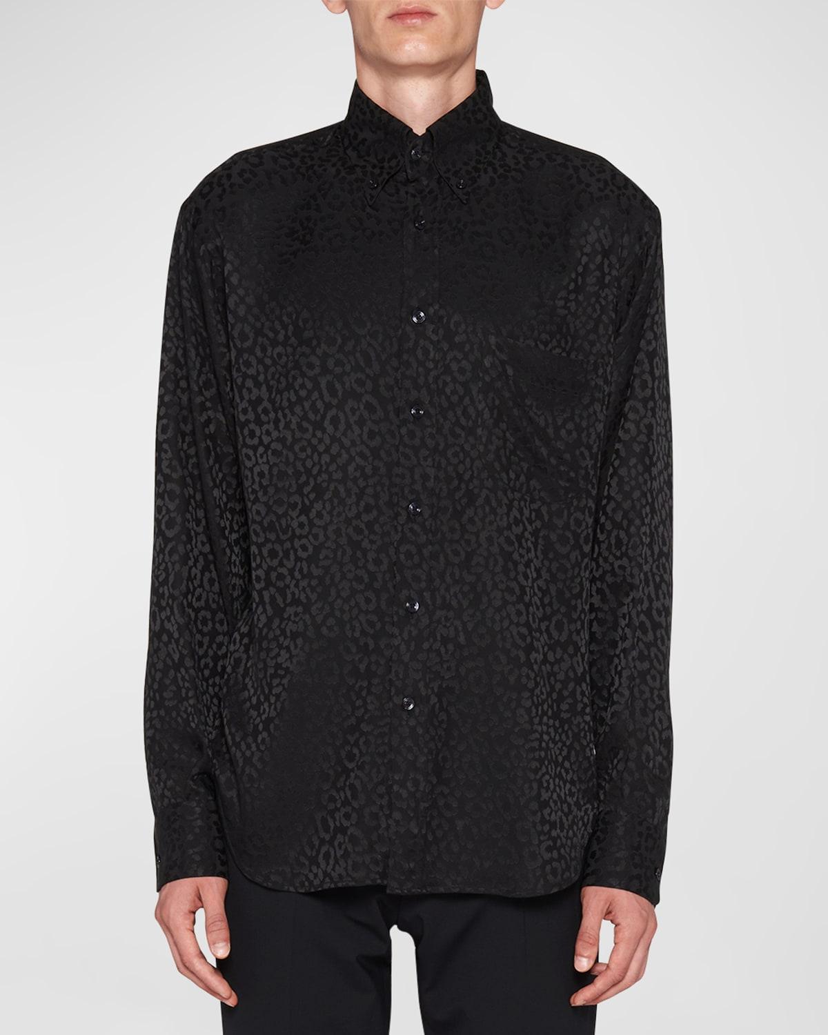 Mens Tonal Leopard Sport Shirt Product Image