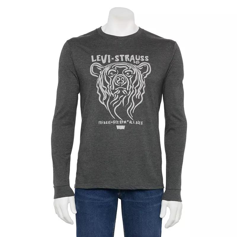 Mens Levis Relaxed Long Sleeve Graphic Tee Grey Bear Product Image