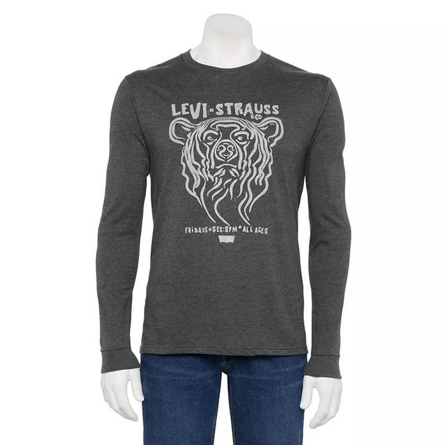 Mens Levis Relaxed Long Sleeve Graphic Tee Grey Bear Product Image