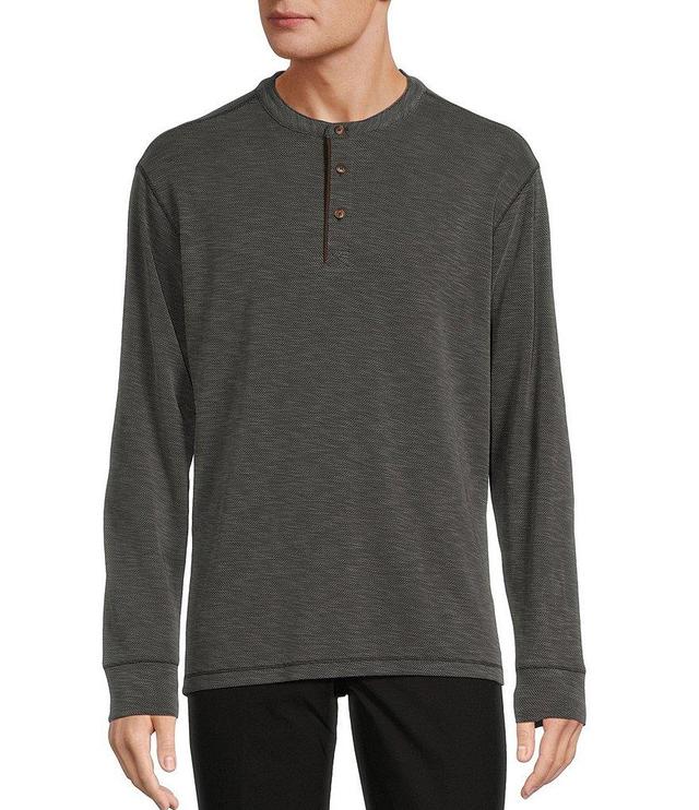 Roundtree & Yorke Long Sleeve Solid Polynosic Henley Shirt Product Image