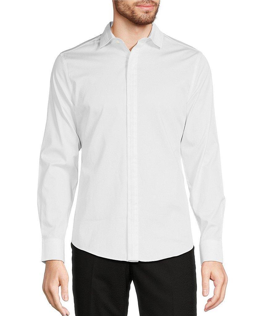 Murano Slim Fit Solid Pintuck Long Sleeve Woven Shirt Product Image