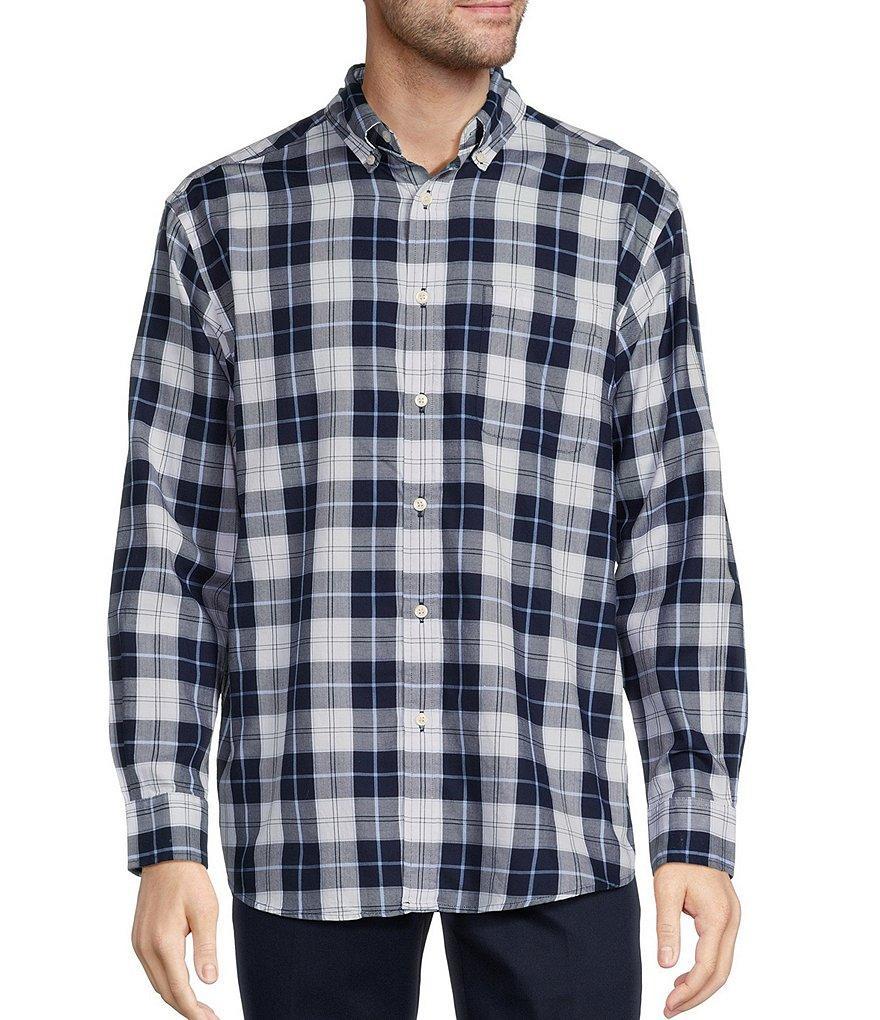 Roundtree & Yorke Long Sleeve Large Plaid Twill Sport Shirt Product Image