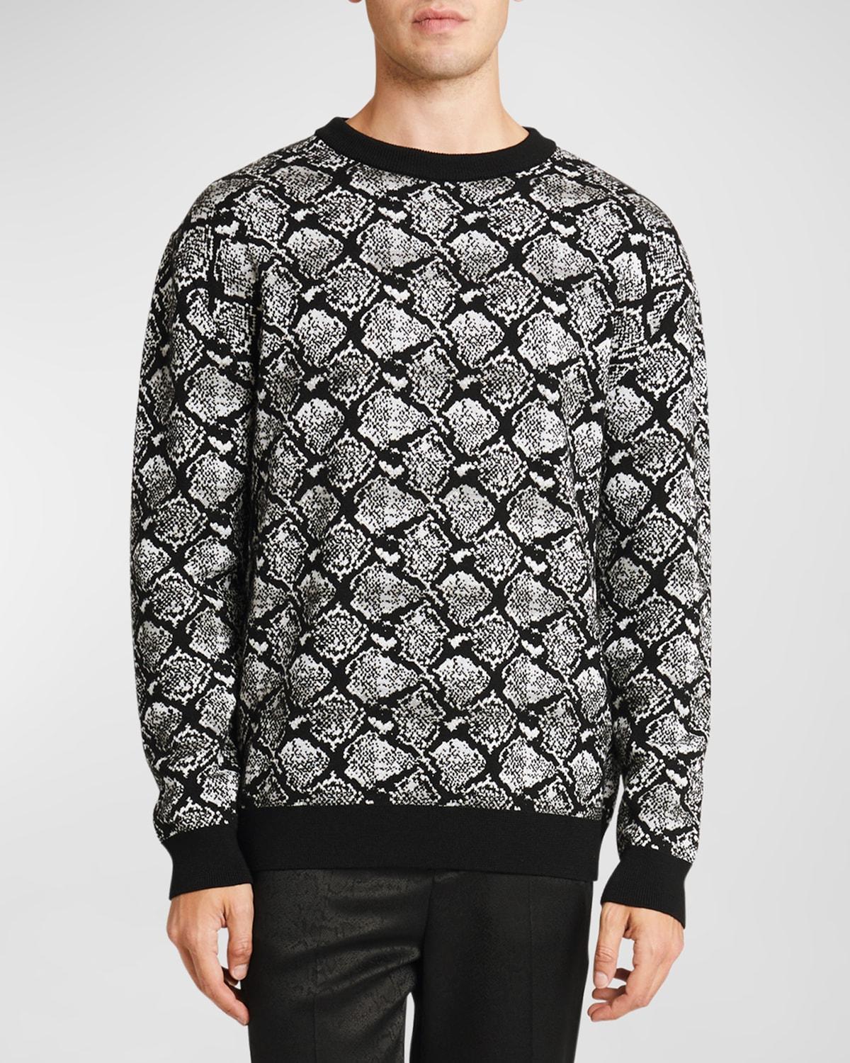 Mens Python Jacquard Wool Sweater Product Image