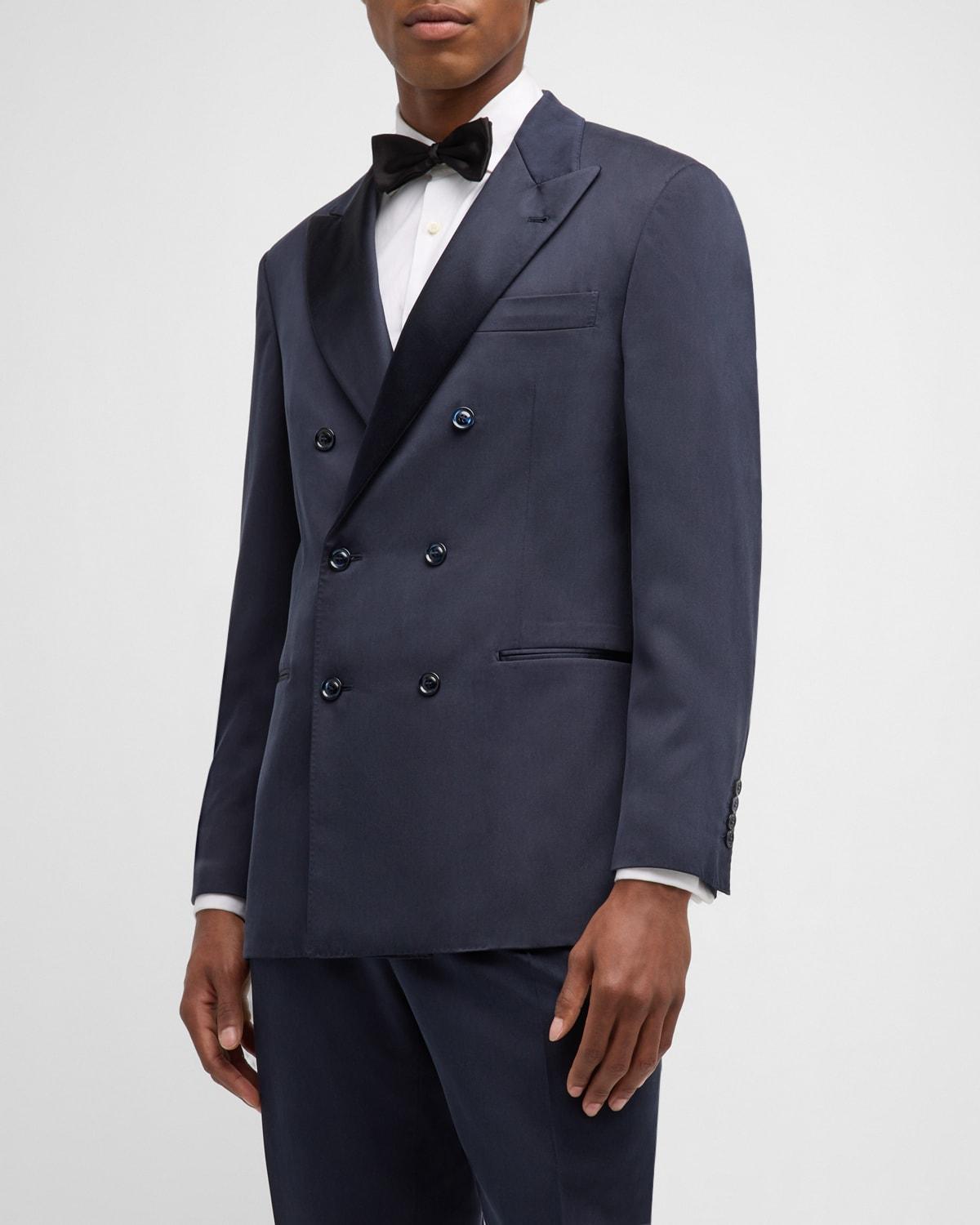 Mens Satin-Lapel Double-Breasted Tuxedo Product Image