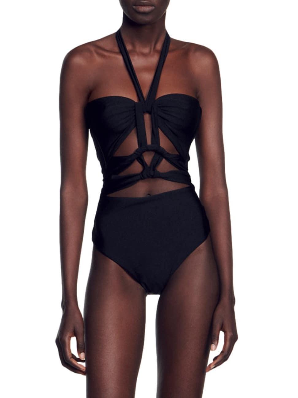 Womens One-Piece Openwork Swimsuit With Ties Product Image