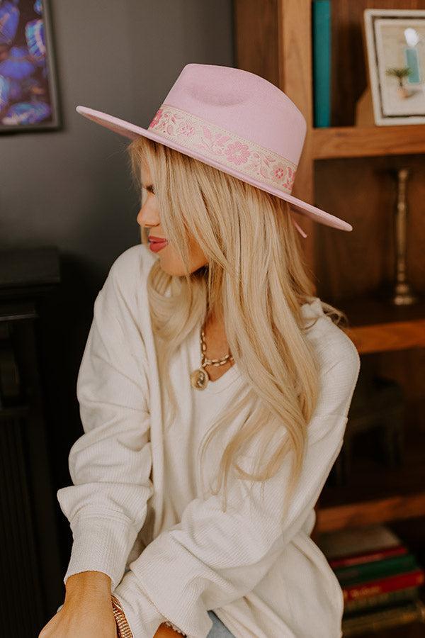 Posh Moment Faux Suede Fedora in Pink Product Image