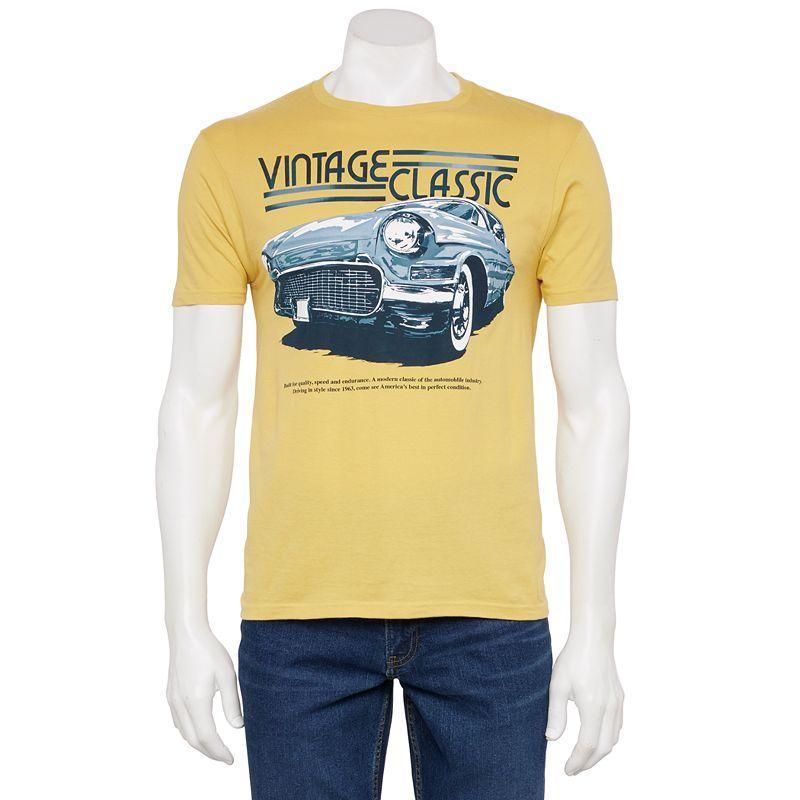 Mens Vintage Classic Car Graphic Tee Yellow Product Image