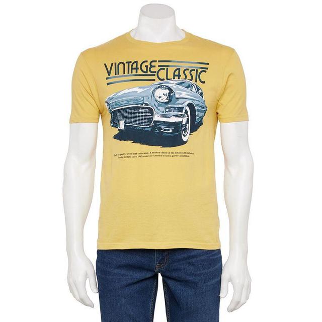 Mens Vintage Classic Car Graphic Tee Yellow Product Image