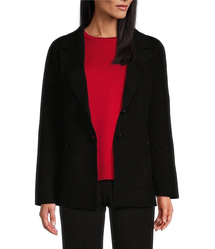 Investments Petite Size Long Sleeve Notch Lapel Two Button Sweater Blazer product image