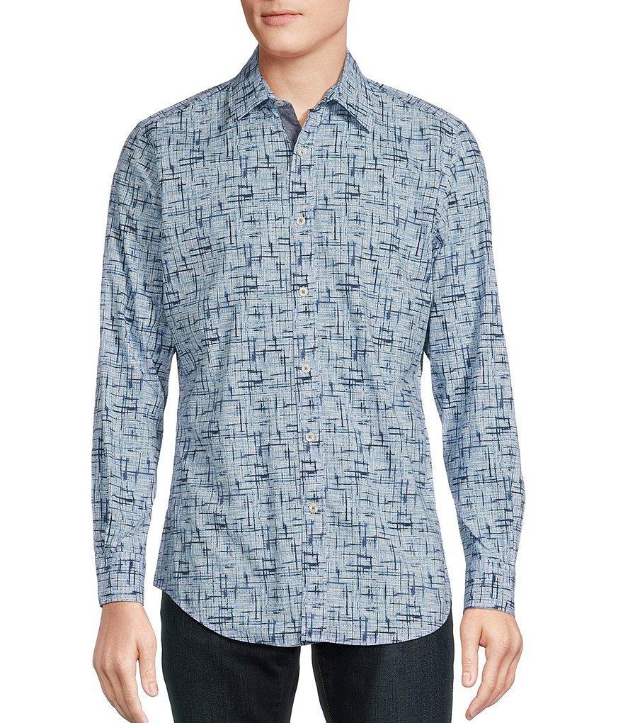 Cremieux Premium Denim Stretch Abstract Print Long Sleeve Woven Shirt Product Image