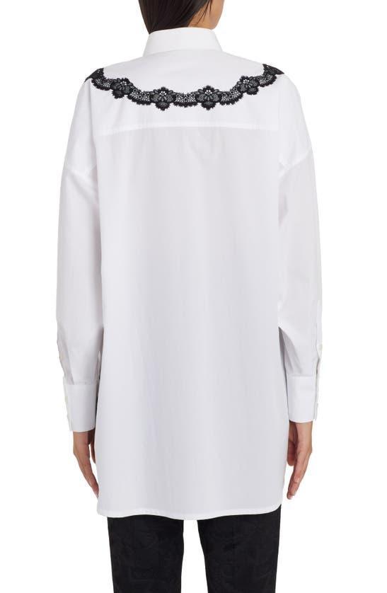 Lace-trim Oversized Collared Shirt In Optic White Product Image