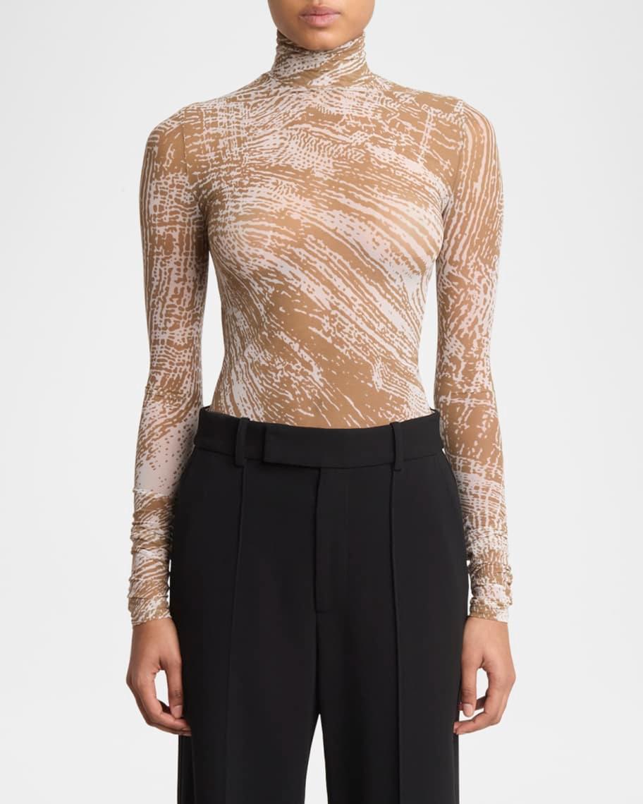 Rio Abstract-Print Tulle Jersey Turtleneck Top Product Image