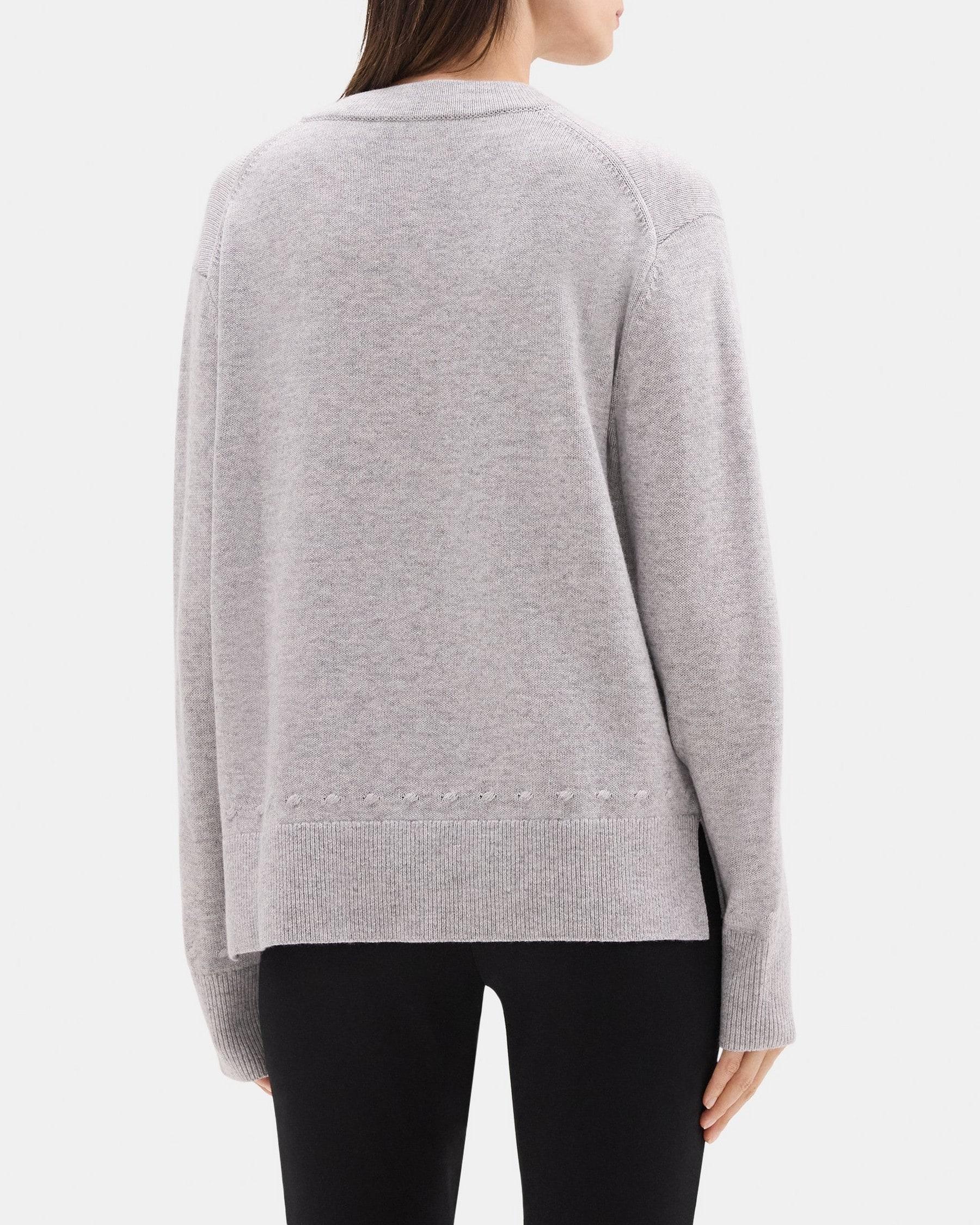 Cable Knit V-Neck Sweater in Wool-Cashmere Blend Product Image