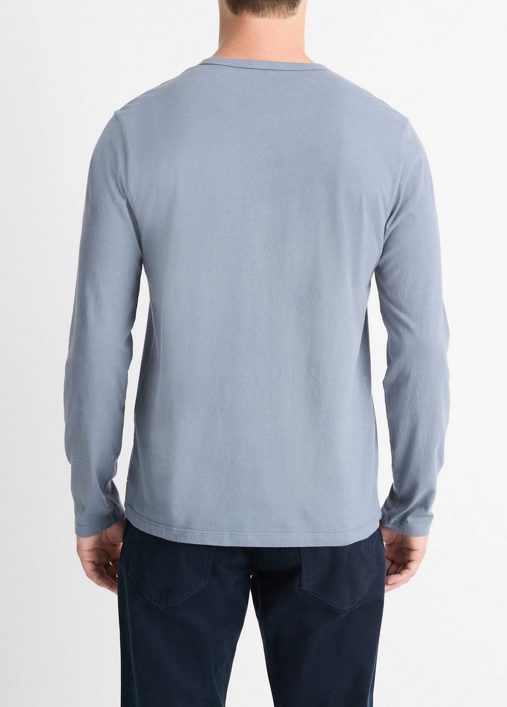 Mens Garment Dye Cotton Long-Sleeve Henley, Optic White, Size XS Vince Product Image