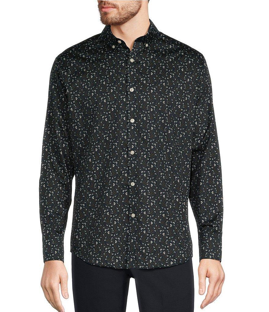 Murano Slim Fit Paisley Printed Sateen Long Sleeve Woven Shirt Product Image