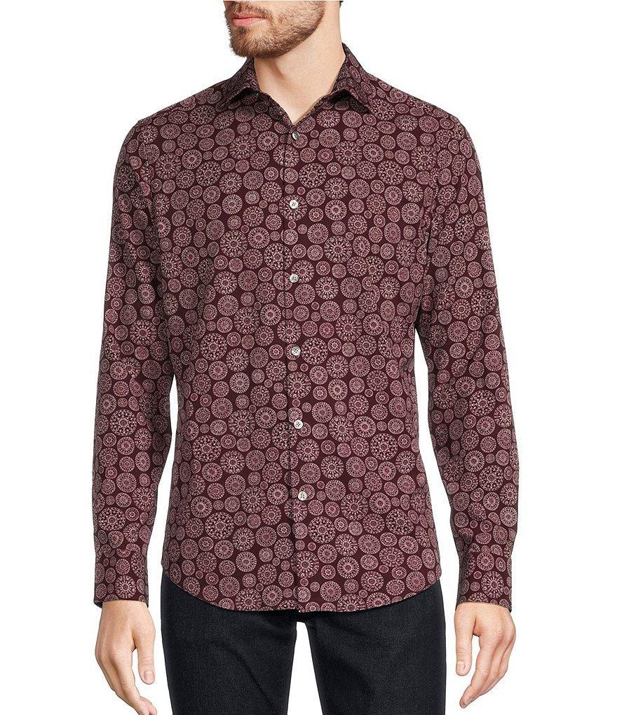 Murano Big & Tall Slim-Fit Performance Stretch Medallion Print Long Sleeve Woven Shirt Product Image