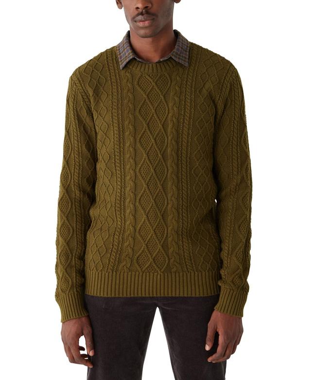 Frank And Oak Mens Classic-Fit Cable-Knit Crewneck Sweater Product Image