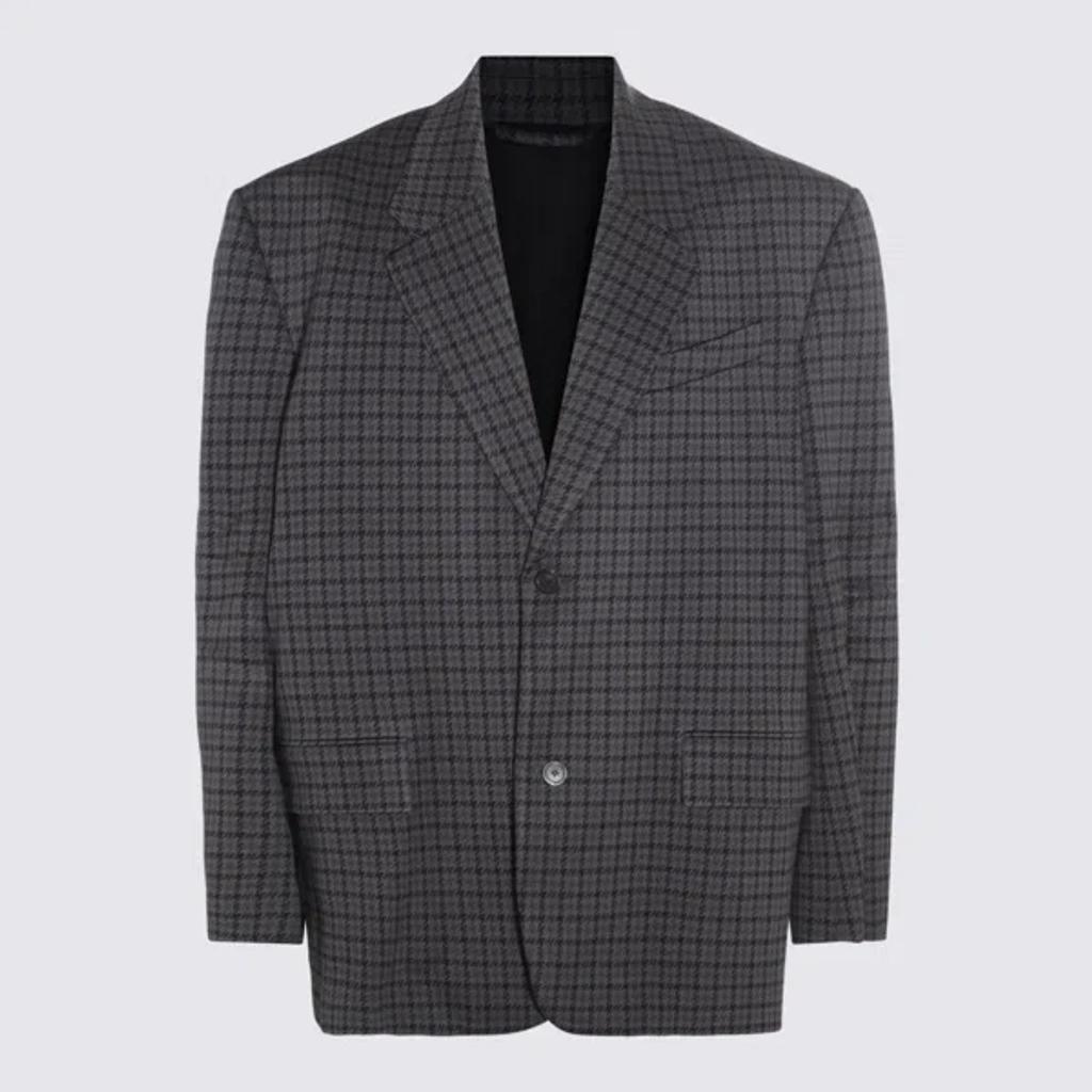 BALENCIAGA Houndstooth Single-breasted Blazer In Black Product Image