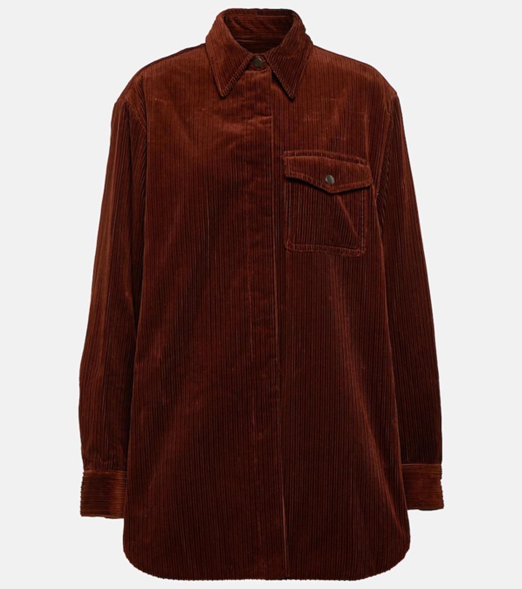 Corduroy Shirt In 706 Cognac Product Image