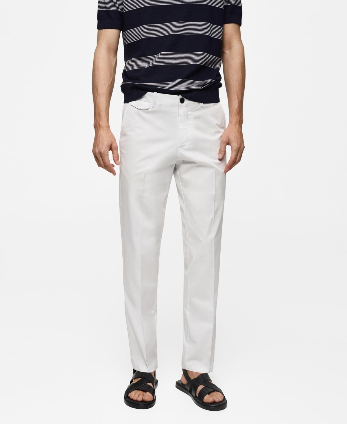 MANGO MAN - Regular fit structure cotton trousers off whiteMen Product Image