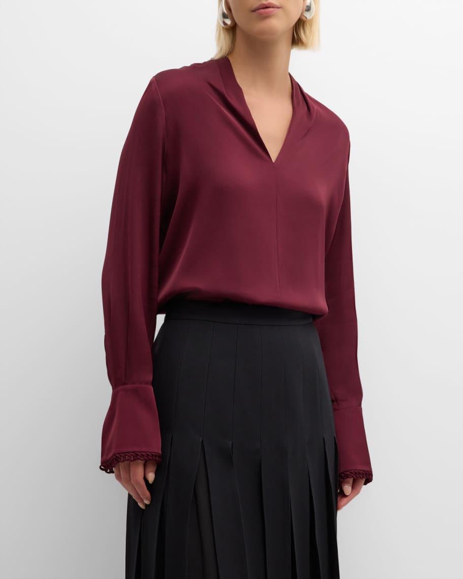 Verily Braided-Trim Silk Blouse Product Image